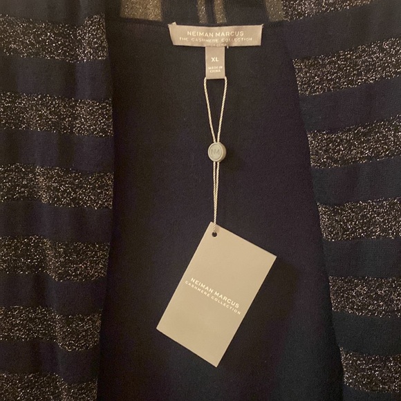 Neiman Marcus NWT NAVY Blue Cashmere Collection Open Cardigan, XL, 64% Silk, 21% - Picture 3 of 9